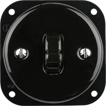 vypínač VINTAGE vypínač číslo 1 černá páčka kulatá bez rámečku R110BX keramika