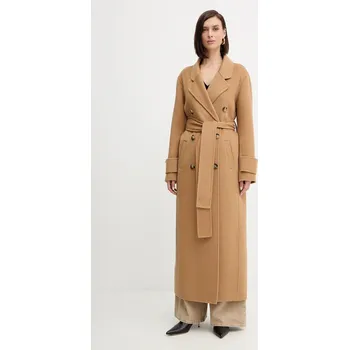 Dámský kabát Kabát s vlnou Fracomina FR25WC1001W80201 béžová 80X, vel. XL