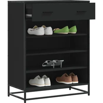 Botník černý 75 x 38 x 97,5 cm kompozitní dřevo a kov - 8721102923814