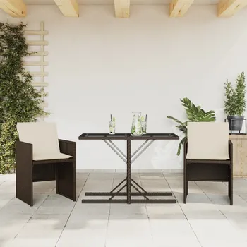 Zahradní sestava 3dílný bistro set s poduškami hnědý polyratan - 8721012236394