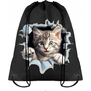 Školní batoh VAK ŠKOLNÍ školní batoh na tělocvik, sport, boty, trénink, s dírkou, KOT kočka s kočkou WB_120