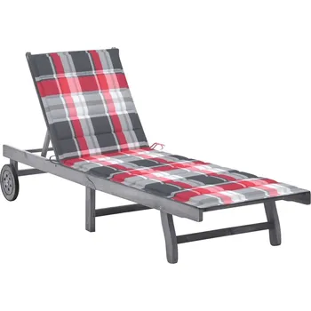 Zahradní lehátko Zahradní lehátko s poduškou šedé masivní akáciové dřevo - 8720286237656