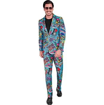 Karnevalový kostým Kostým oblek s potiskem ve stylu 80. let disco párty M