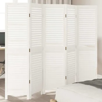 Paraván Paraván 5dílný bílý masivní dřevo pavlovnie - 8721012075337