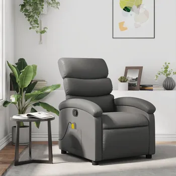 Křeslo Masážní polohovací křeslo šedé umělá kůže - 8721012199156