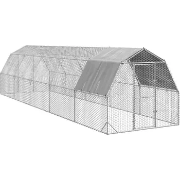 Výběh pro slepice se střechou 2,5x10x2,25 m pozinkovaná ocel - 8721158714480