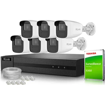 Bezpečnostní kamera Monitorovací sada 6 IP kamer Hikvision 4Mpx s výkonným IR přísvitem 50m, PoE a aplikací