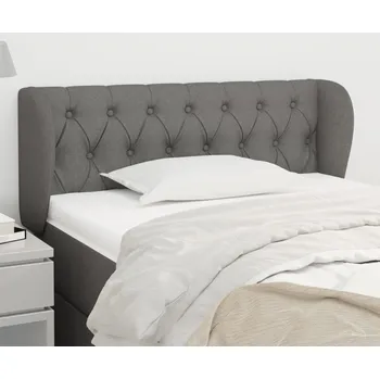 Čelo postele typu ušák tmavě šedé 103x23x78/88 cm textil - 8720287253358