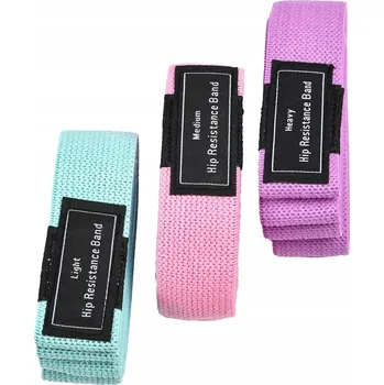 Sada textilních posilovacích gum na cvičení fitness 3 ks Odporové gumy