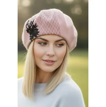 Čepice TopMode Vlněný baret s krajkou 1062447