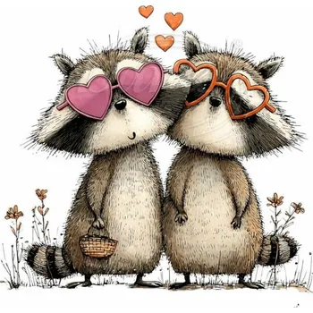 Textilní nažehlovací páska Dante Nažehlovačka Raccoon (2) - 6 x 6 cm