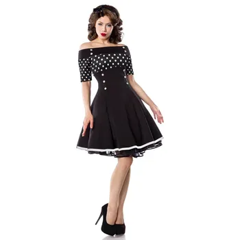 Dámské šaty TopMode Retro šaty s výstřihem Carmen a puntíky 562098