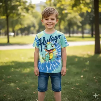 Chlapecké oblečení Chlapecké tričko krátký rukáv Kugo FC0370 khaki