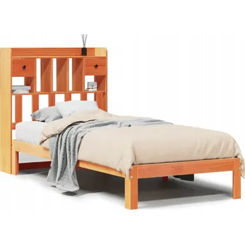 Postel Postel s regálem, borovice, voskovaný hnědý, 226,5 x 106 x 110 cm