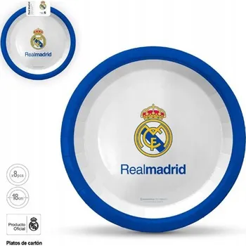 Talíř Papírové talířky Real Madrid 18 cm - 8 Kusů (Oficiální produkt)
