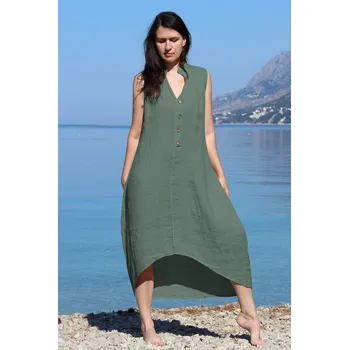 Dámské šaty TopMode Letní dámské lněné šaty s knoflíky 948988