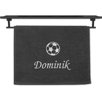 Ručník Malý ručník se jménem NA PŘÁNÍ tmavě šedý 30x50 Fotbalový míč
