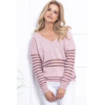 Dámský svetr TopMode Dámský krátký svetřík s průhlednými pruhy 651009