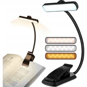 Lampička LED lampička na čtení knih s USB, přenosná, s klipem pro uchycení, Noční, 3v1, 19.5 cm