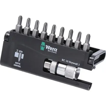 Dílna sada bitů WERA, použití sádrokarton - 10 dílná sada 1Bit-Check 10 Drywall