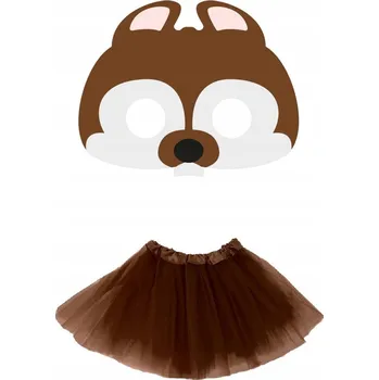 Karnevalový kostým Sada Kostým Veverky Tutu hnědá 30 cm Maska 2 el