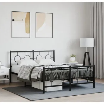 Ložnice vidaXL Kovový rám postele s hlavovým a nožním čelem 140 x 200 cm [376245] Barva: Černá