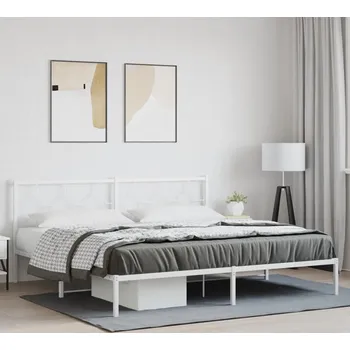 Postel vidaXL Kovový rám postele s čelem 193 x 203 cm [376232] Barva: Bílá