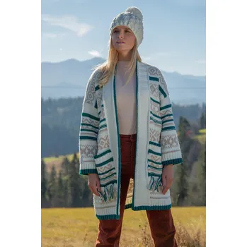 Dámský svetr TopMode Pletený kardigan s norským vzorem s vlnou 752474