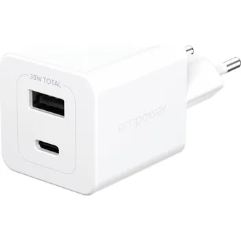 Mobilní telefon PanzerGlass Empower nabíječka Turbo GaN 35 W 1x USB-C + 1x USB-A, bílá EM94326