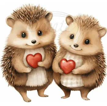 Textilní nažehlovací páska Dante Nažehlovačka Ježci se srdíčky - 6 x 6 cm