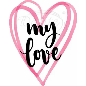 Textilní nažehlovací páska Dante Nažehlovačka My love - 5 x 6 cm