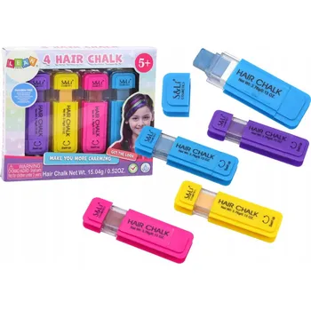 KŘÍDA NA BARVENÍ VLASŮ SMÝVATELNÁ PRO DĚTI SADA 4 KS