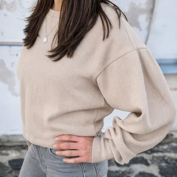 Dámská mikina Kulišárny Mikina dámská STRUCTURE WAFLE Capucino crop VELIKOST: 34