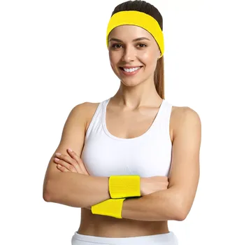 Party dekorace Sportovní neonově žlutá sada potítek na párty