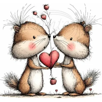 Textilní nažehlovací páska Dante Nažehlovačka Zamilovaní chipmunkové 2 - 6 x 6 cm