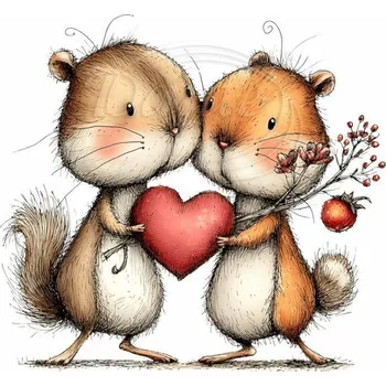 Textilní nažehlovací páska Dante Nažehlovačka Zamilovaní chipmunkové - 6 x 6 cm