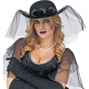 Klobouk Klobouk Černá vdova s závojem a pavouky, černý