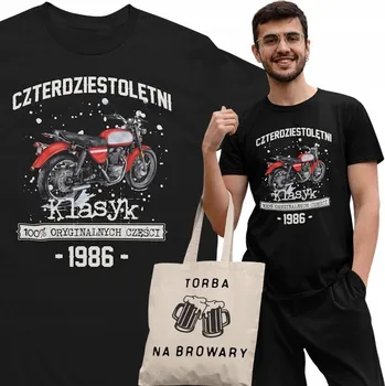 Pánské tričko Tričko dárek k 40. narozeninám 1986 Klasika PRL Jawa 350 taška
