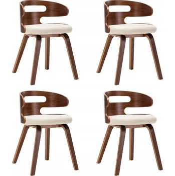 Sada 4 Jídelních Židlí z Dřeva, Krémově Hnědé, 48x49x68 cm