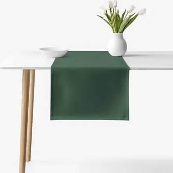 ubrus Goldea Běhoun na stůl 100% bavlněné plátno - tmavě zelený 35x160 cm