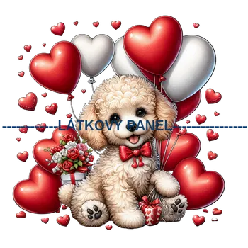Látkový panel - Pejsek láska - LA-23 Velikost: 40x40cm, Materiál: Mikroplyš