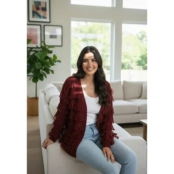 Oblečení a móda FIGL Kardigan M1259 Bordó Regular Fit M