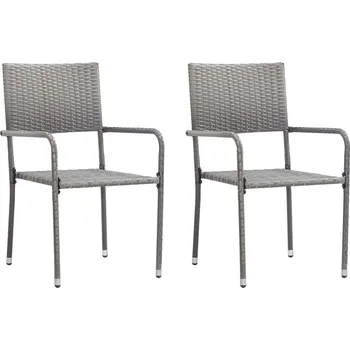 Zahradní jídelní židle 2 ks stohovatelné šedé polyratan - 8720286854105