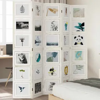 Paraván Paraván 5dílný bílý masivní dřevo pavlovnie - 8721012073913