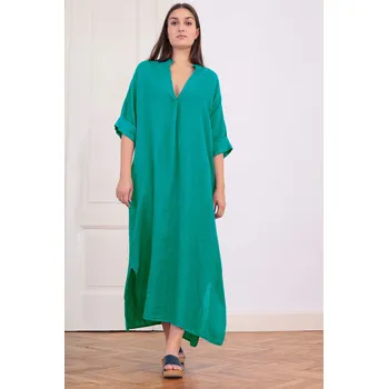 Dámské šaty TopMode Lněné dlouhé šaty s rozparky 1125141