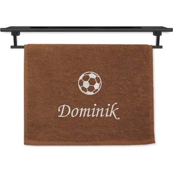 Ručník Malý ručník se jménem NA PŘÁNÍ hnědý 30x50 Fotbalový míč