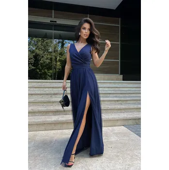 Dámské šaty TopMode Dlouhé večerní šaty 1067117 tmavě modrá 36