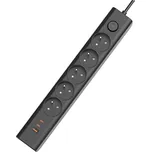 VIKING Prodlužovací zásuvka YC53 Barva: Černá Prodlužovací kabel | Prodlužovací zásuvka | 5x AC výstup (230V) | 1x USB-A | 2 x USB-C | délka 1,5 m