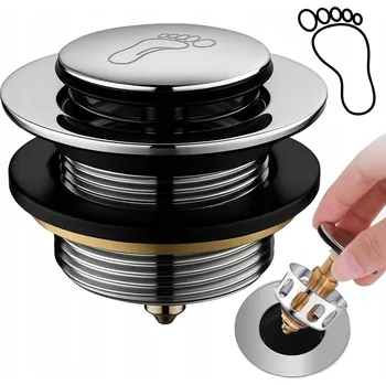 Sifon KOREK DO BRODZIKA Z SITKIEM DO VANY, SIFON STANDARD CLICK CLACK