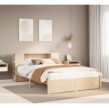 Postel vidaXL Postel s knihovnou bez matrace 120x200 cm masivní borovice [3322358] Barva: Přírodní